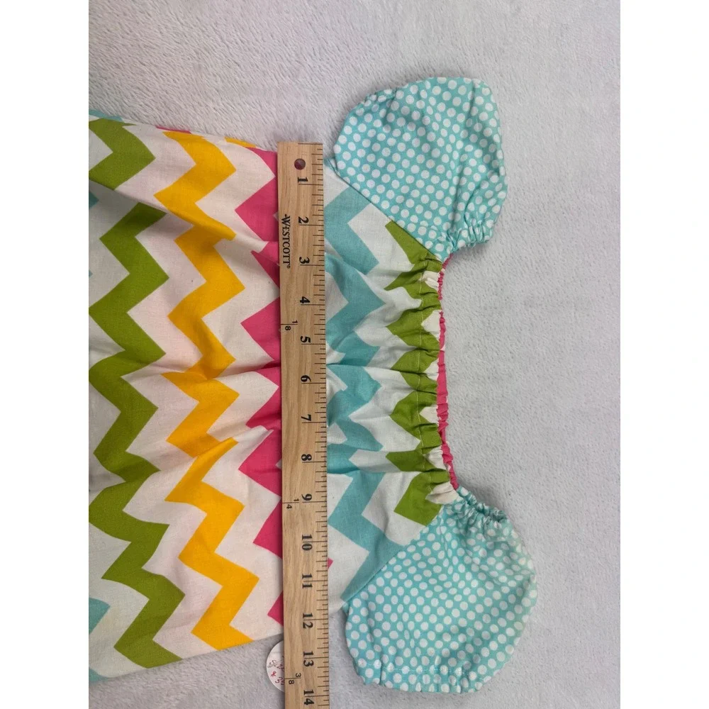 Personalized for You Girls 4T Chevron Polka Dot Handmade Cotton Dress